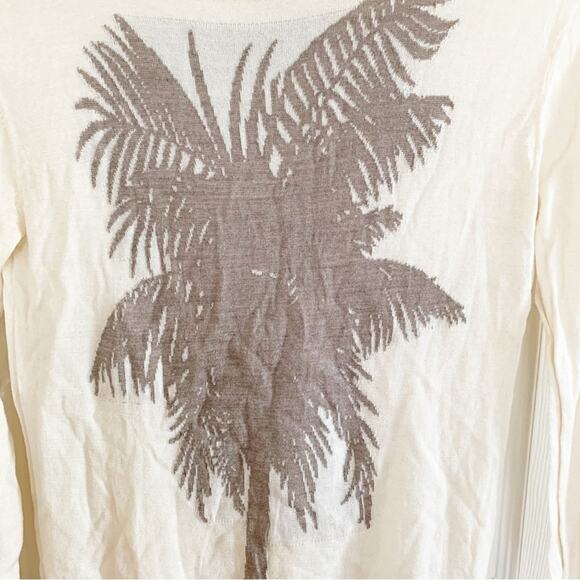 Banjo & Matilda Cream Palm Tree Silk Cashmere Blend Intarsia Sweater Small - Picture 3 of 8